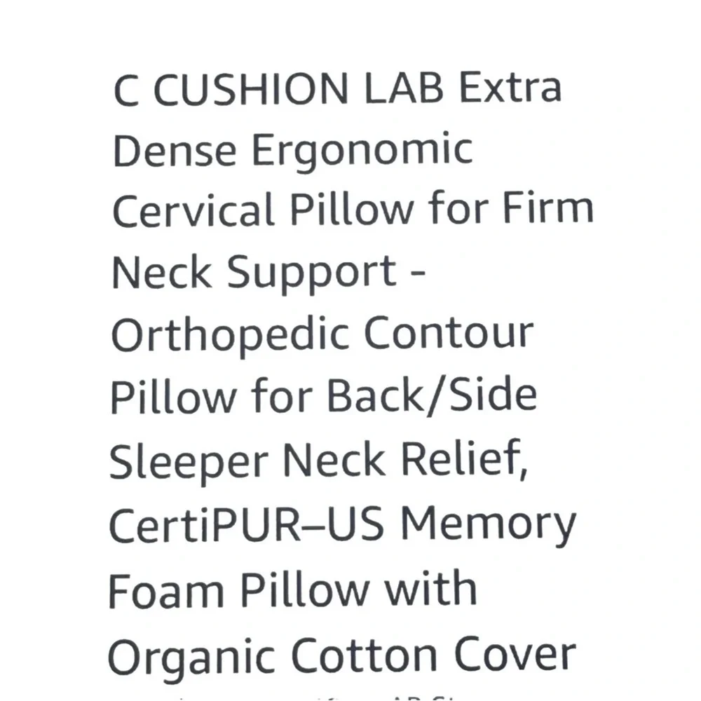 Cushion Lab Irganic Ergonomic Cervical Pillow For Neck Support